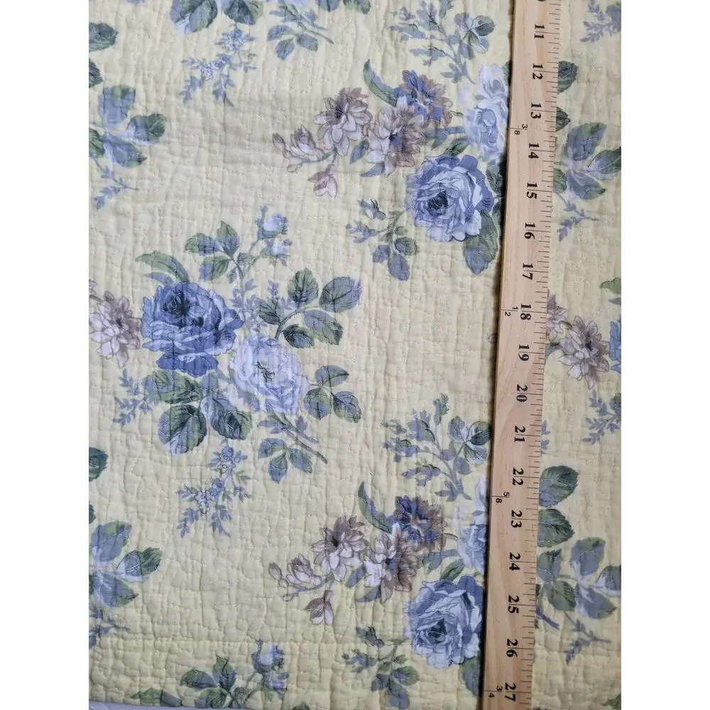 Laura Ashley Quilted Floral Blue 2Shams Quilt Cotton, Poly Fill 27x23